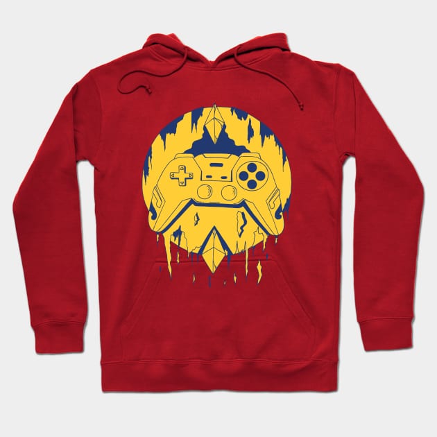 Navy Gold Gamer Controller Force Hoodie by kenallouis